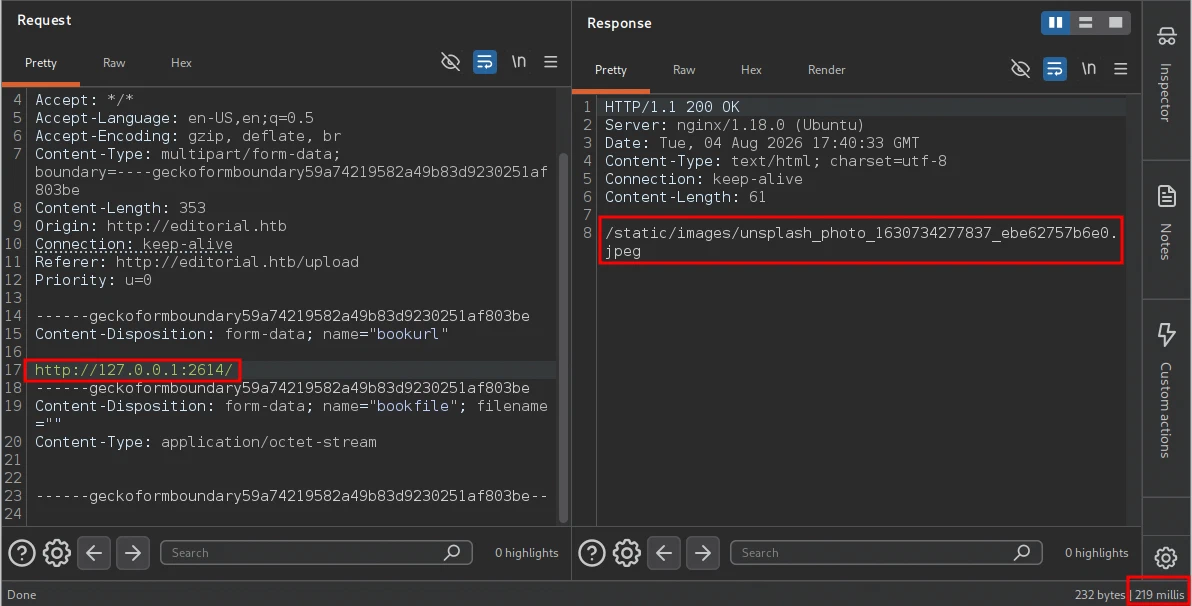 Burp Repeater: 127.0.0.1:2614 returns the placeholder image in 219 ms
