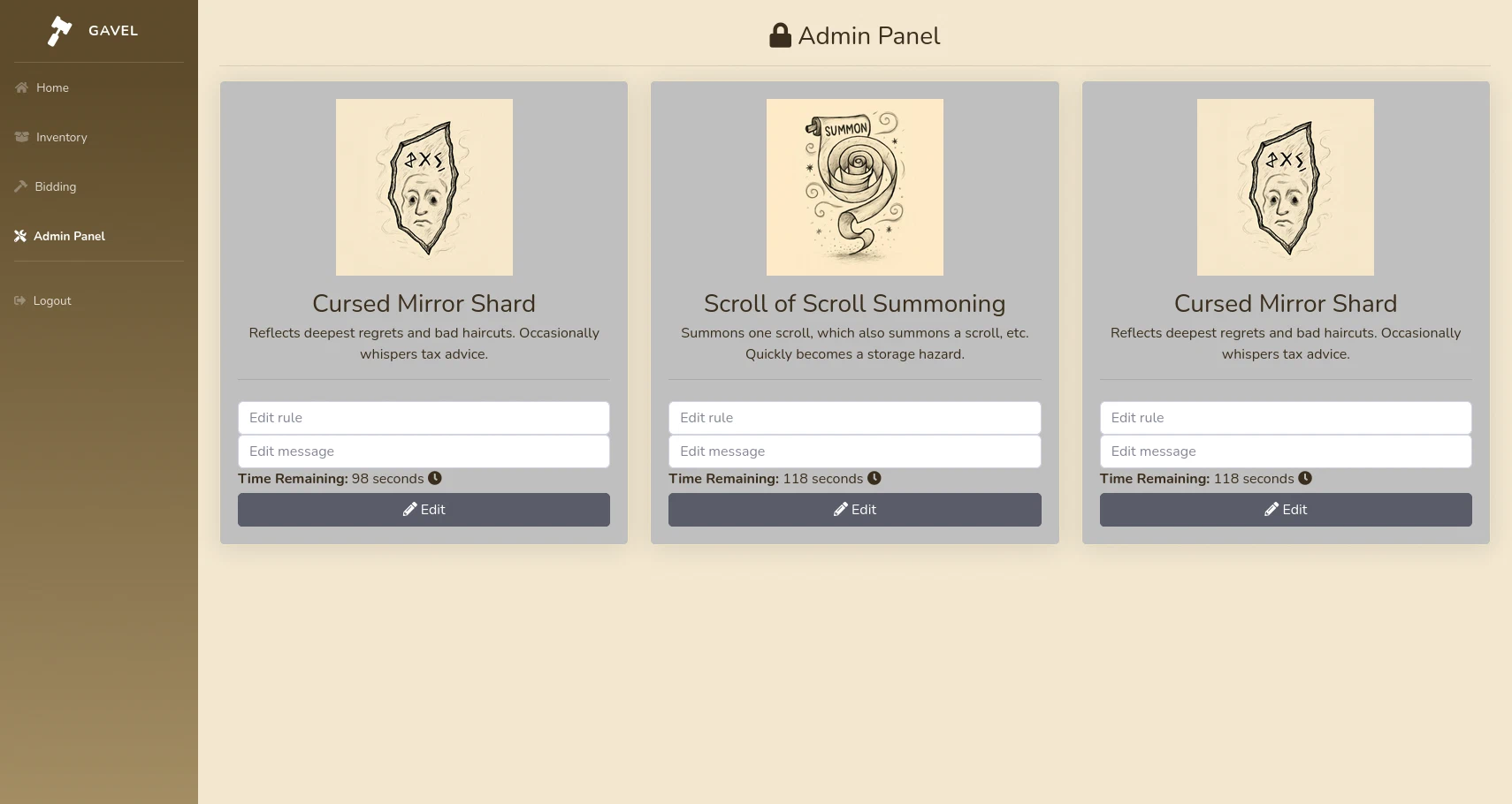 Admin panel rule field